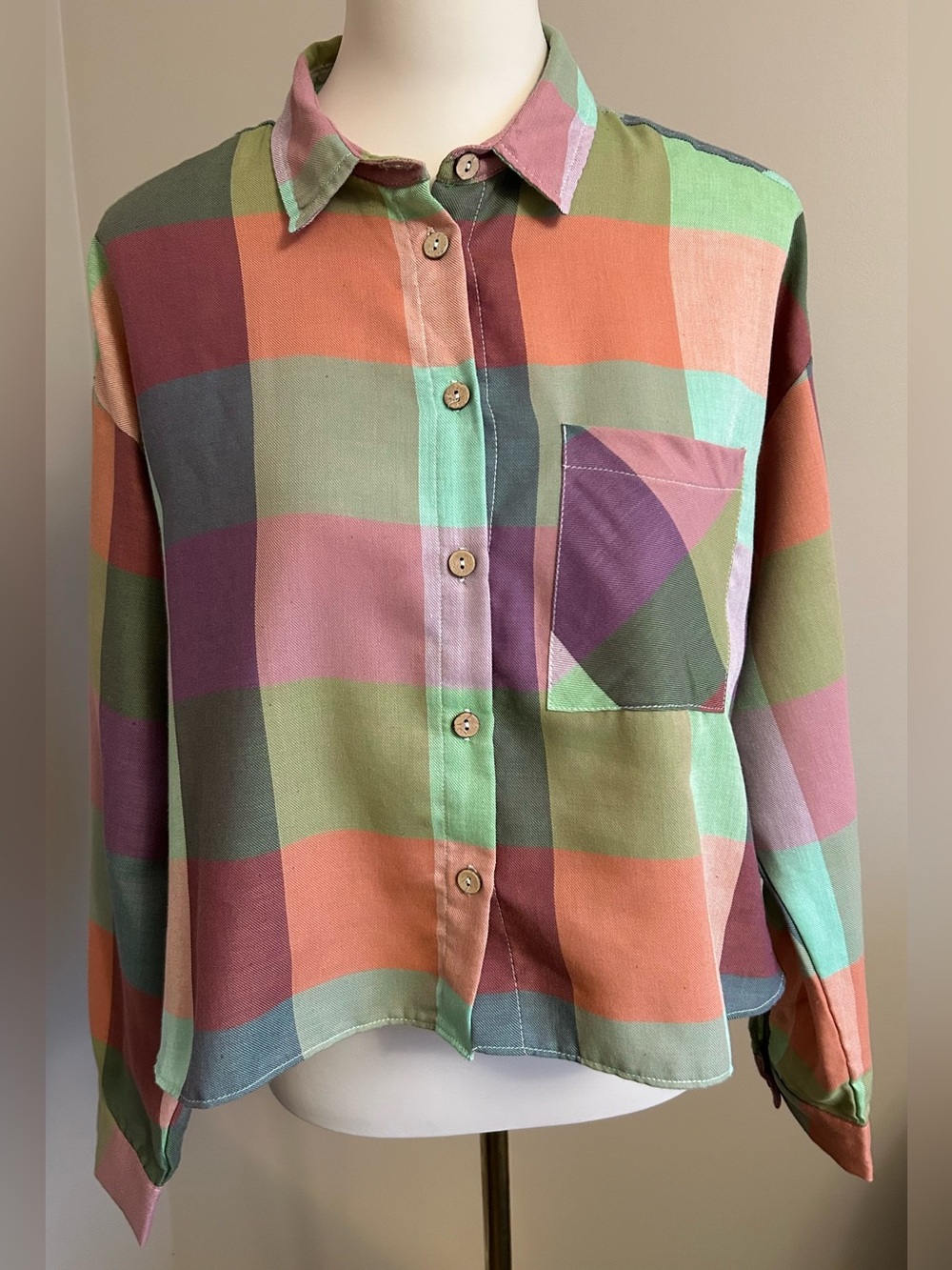 Malayerba Mexico Cropped Plaid Shirt